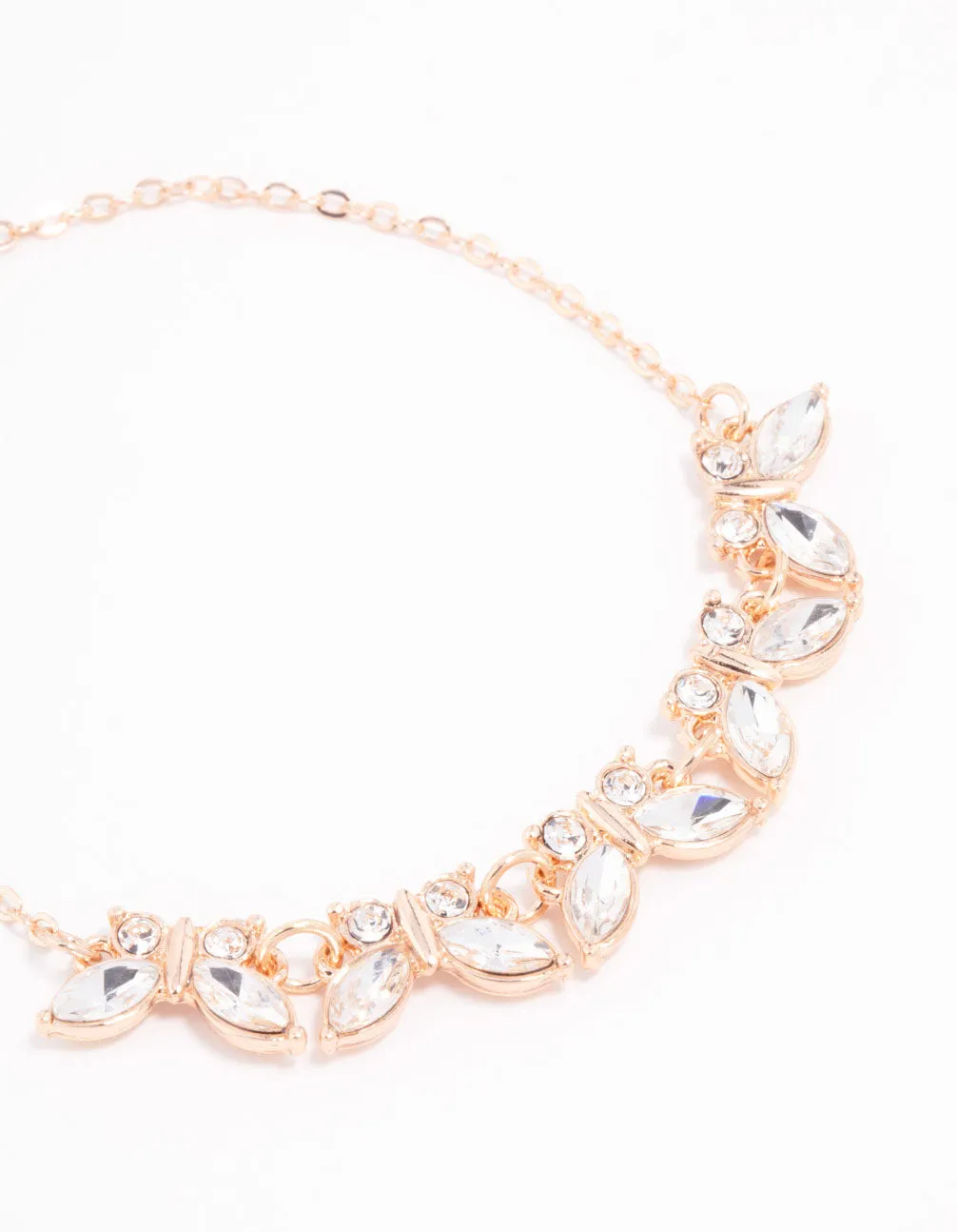 Rose Gold Czech Bohemia Crystal Butterfly Toggle Bracelet
