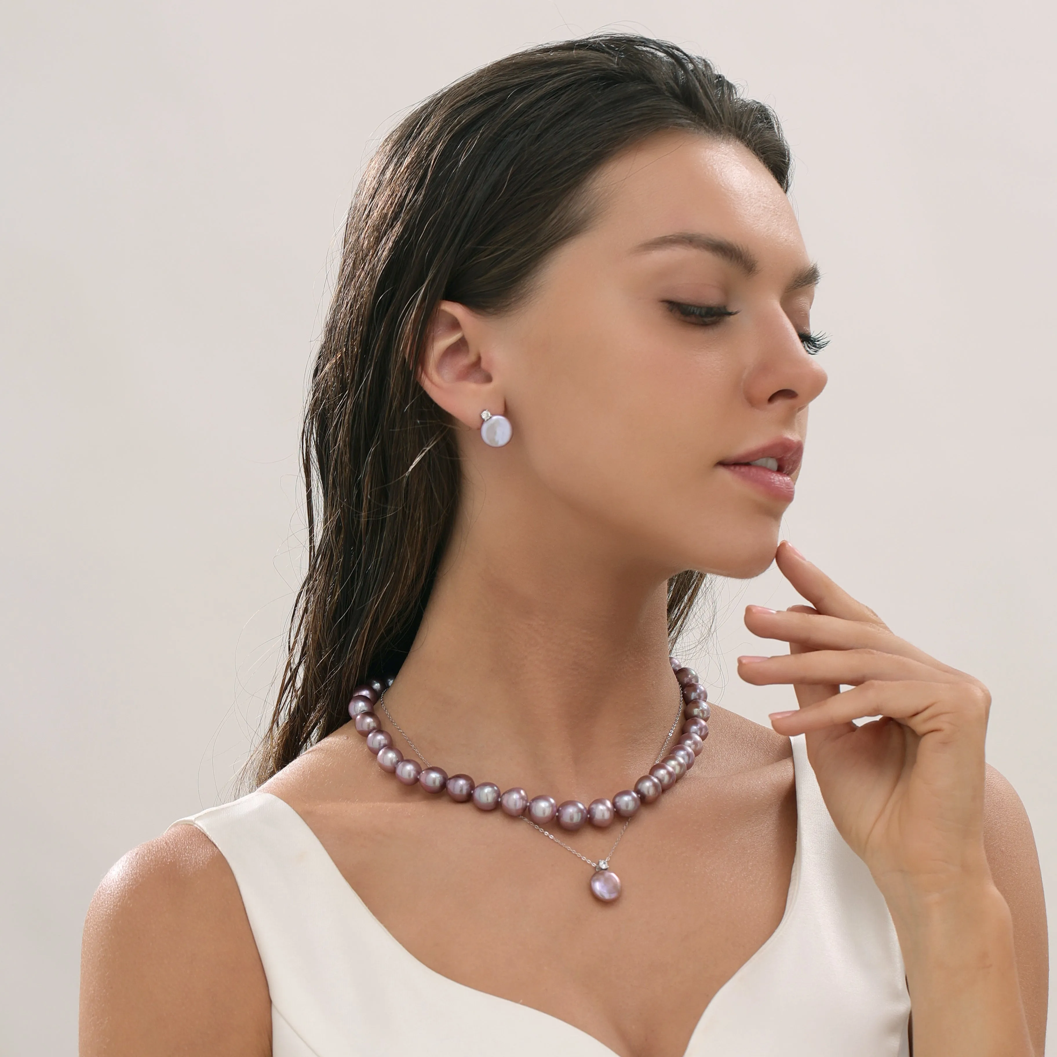 Sasha Purple Coin Baroque Pearl Pendant Necklace