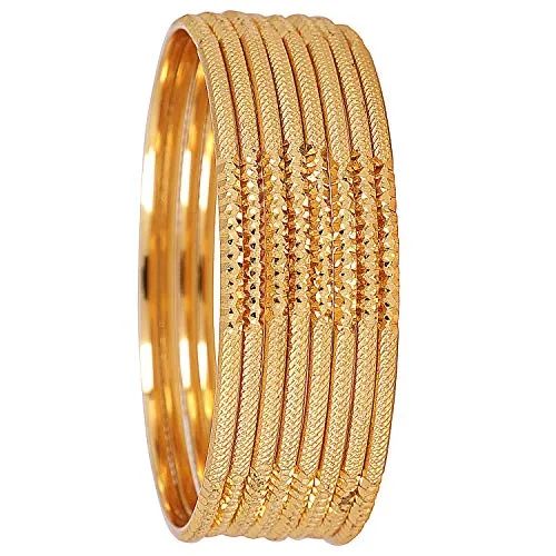 Shining Diva Fashion Set Of 8 Latest Traditional Design One Gram Gold Plated Bangle for Women (Golden) (11712b_2.6)