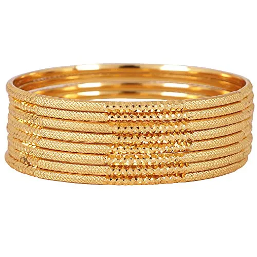 Shining Diva Fashion Set Of 8 Latest Traditional Design One Gram Gold Plated Bangle for Women (Golden) (11712b_2.6)