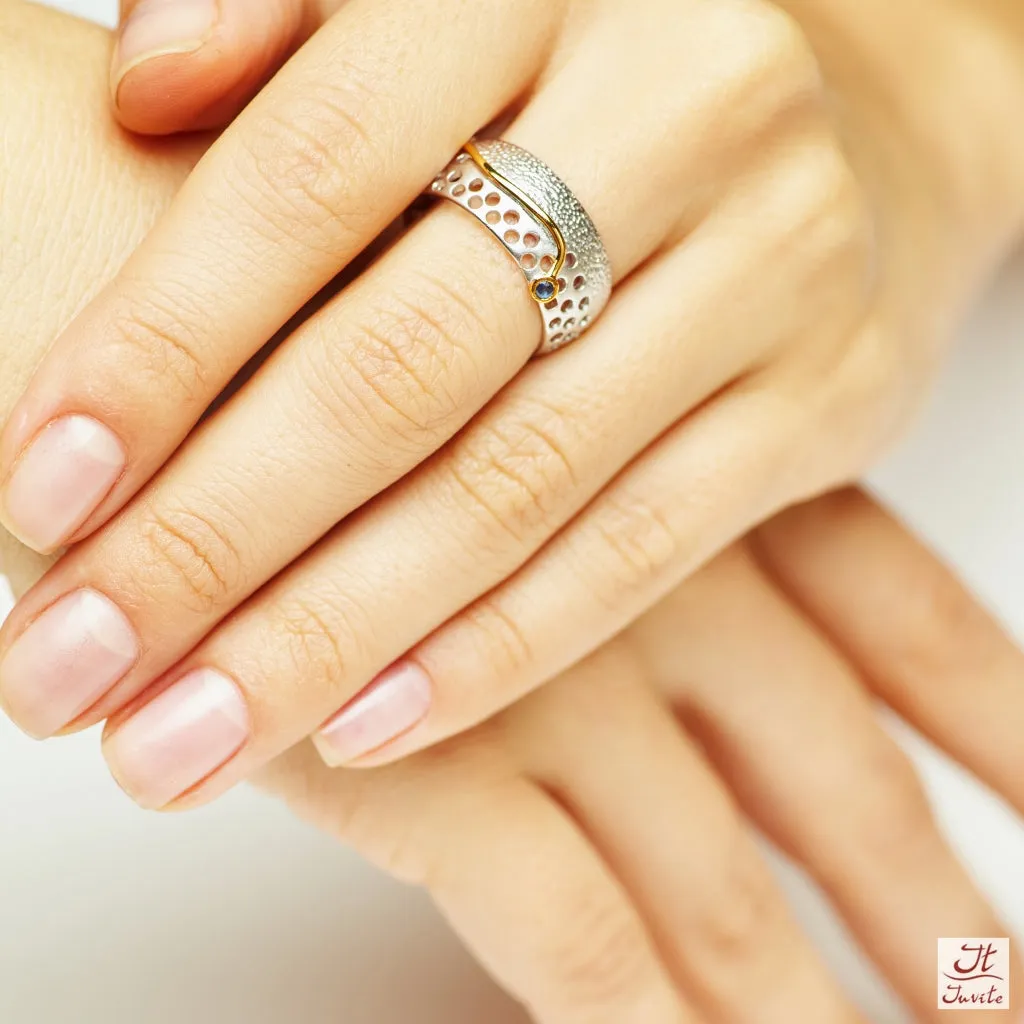 Silver hive Sterling Silver Ring