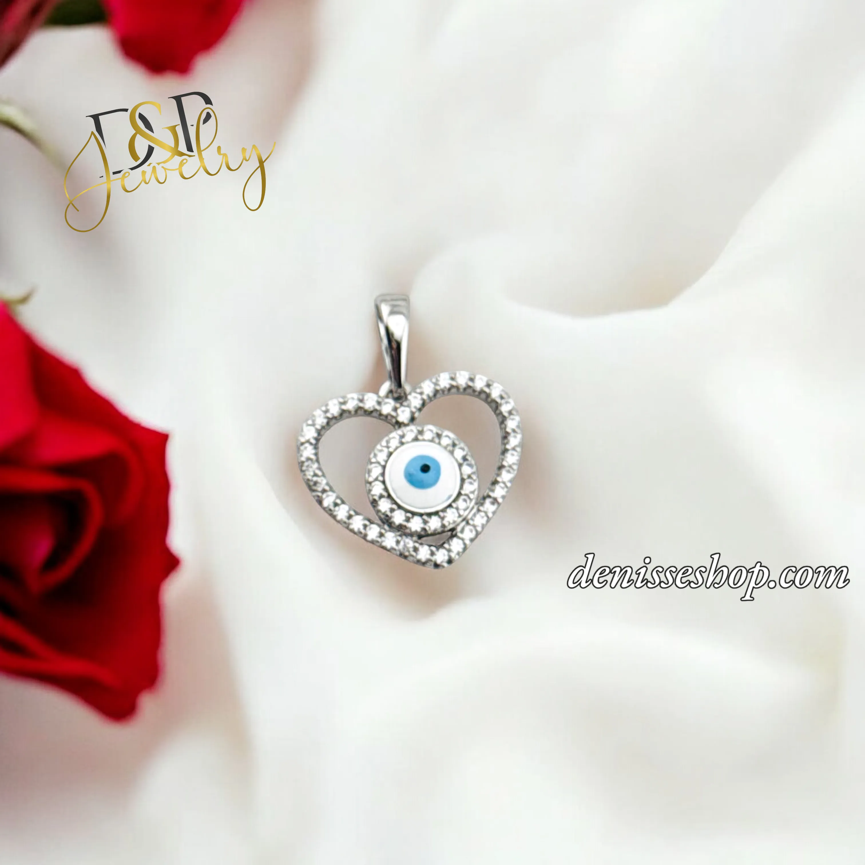 SILVER WOMEN HEART EYE PENDANT P697