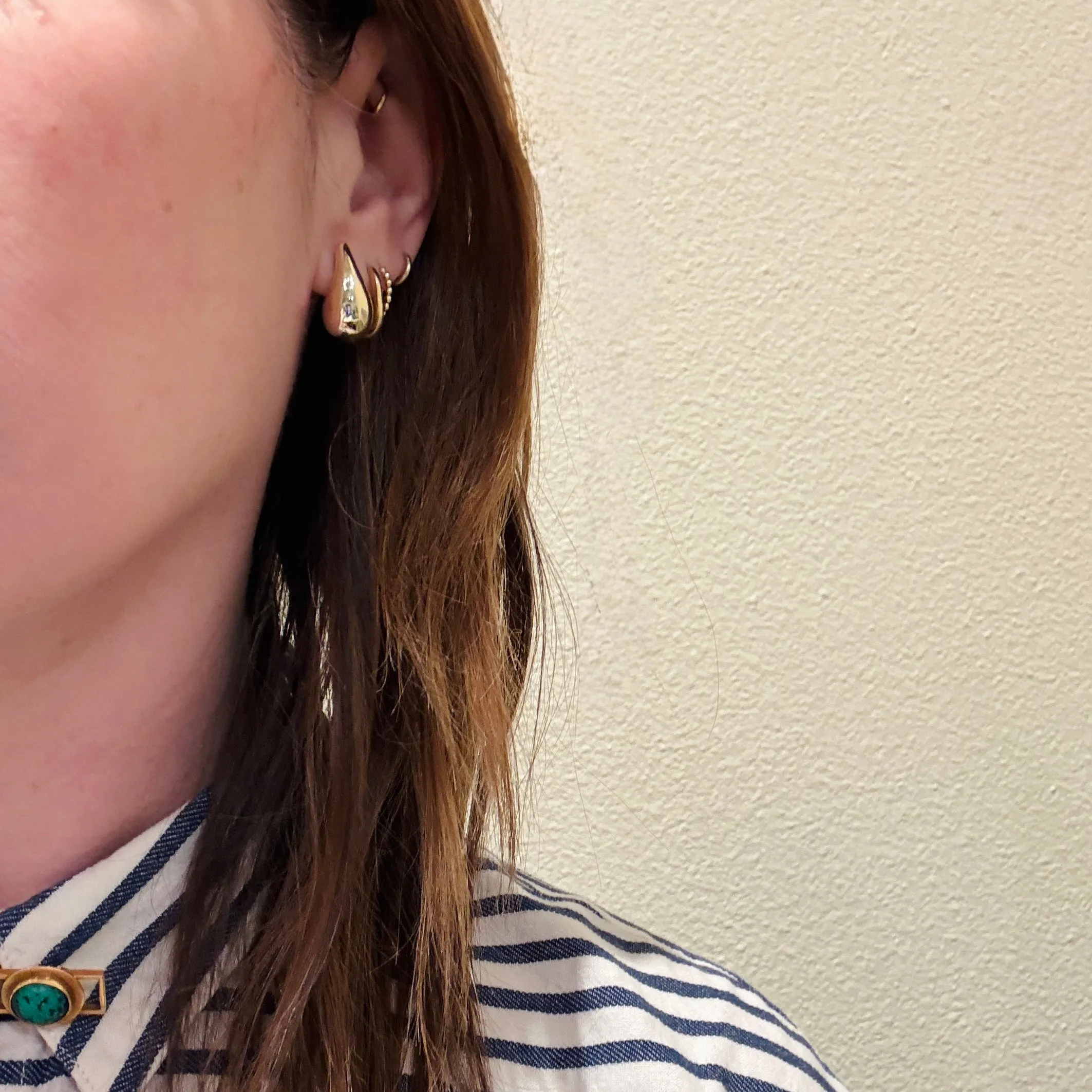 Small Modern Recycled 14k Gold Teardrop Earrings