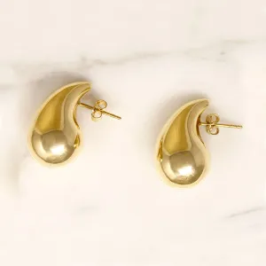 Small Modern Recycled 14k Gold Teardrop Earrings