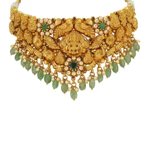 Sovereign Lakshmi 925 Regal Green Beads Drops Choker
