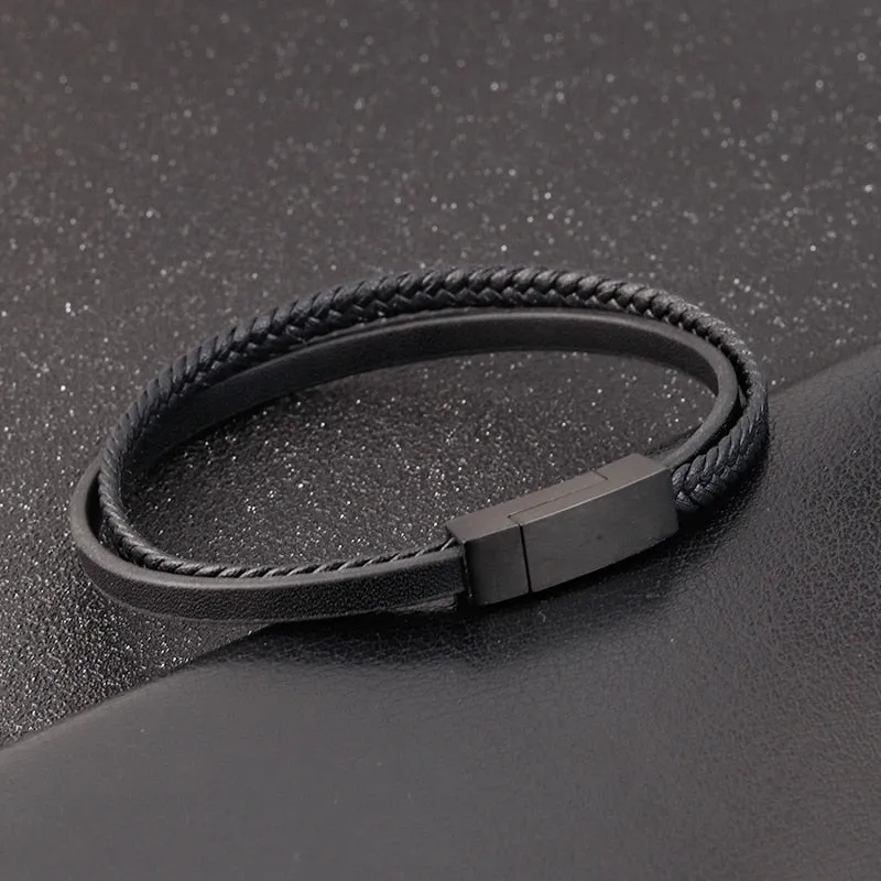 Special Luxury Style Leather Combination Splicing MenLeather Bracelet