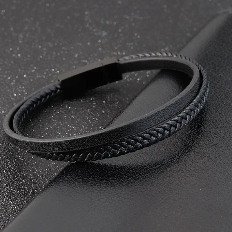 Special Luxury Style Leather Combination Splicing MenLeather Bracelet