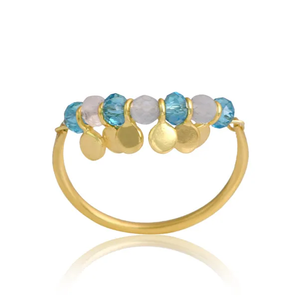 Spinning Ring in Gold & Aqua Chalcedony