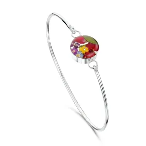 Sterling silver bangle with real flowers by  Shrieking Violet® Round shape with real flowers. Perfect gift for Valentine or Mothers day.