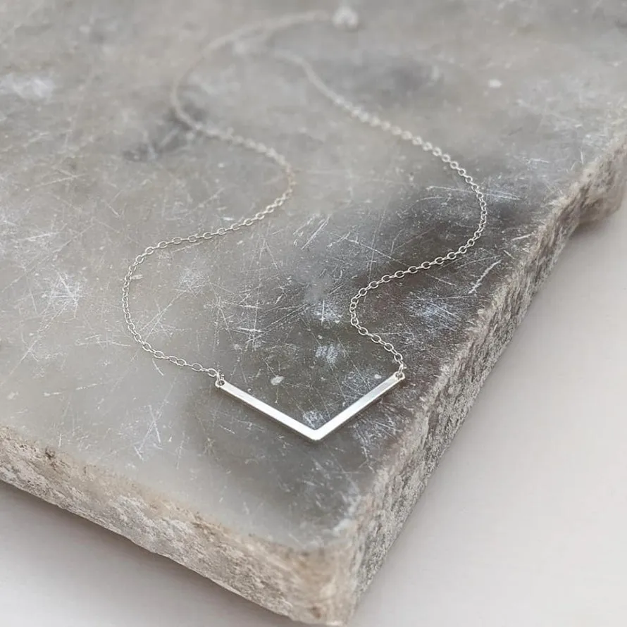 Sterling Silver V Bar Necklace