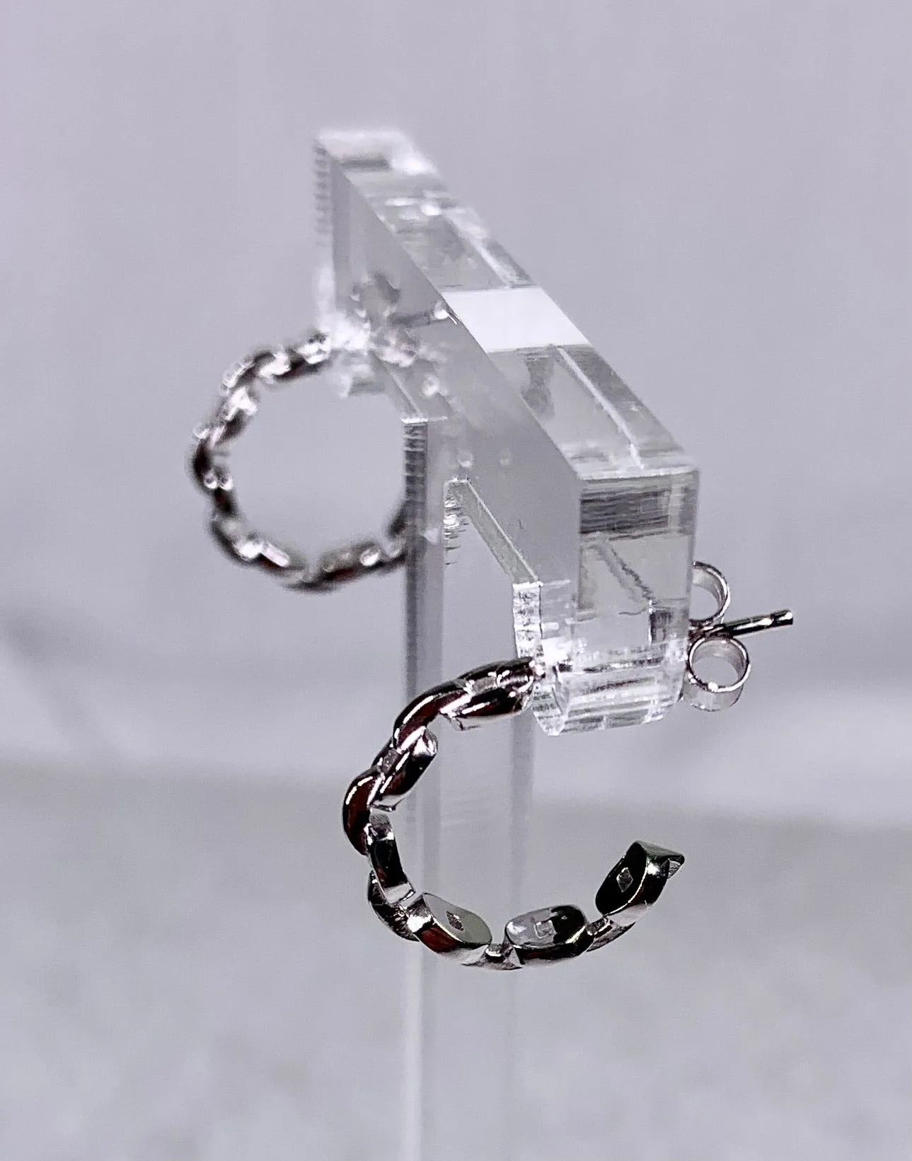 Sterling Small Link Hoop Earring-Silver