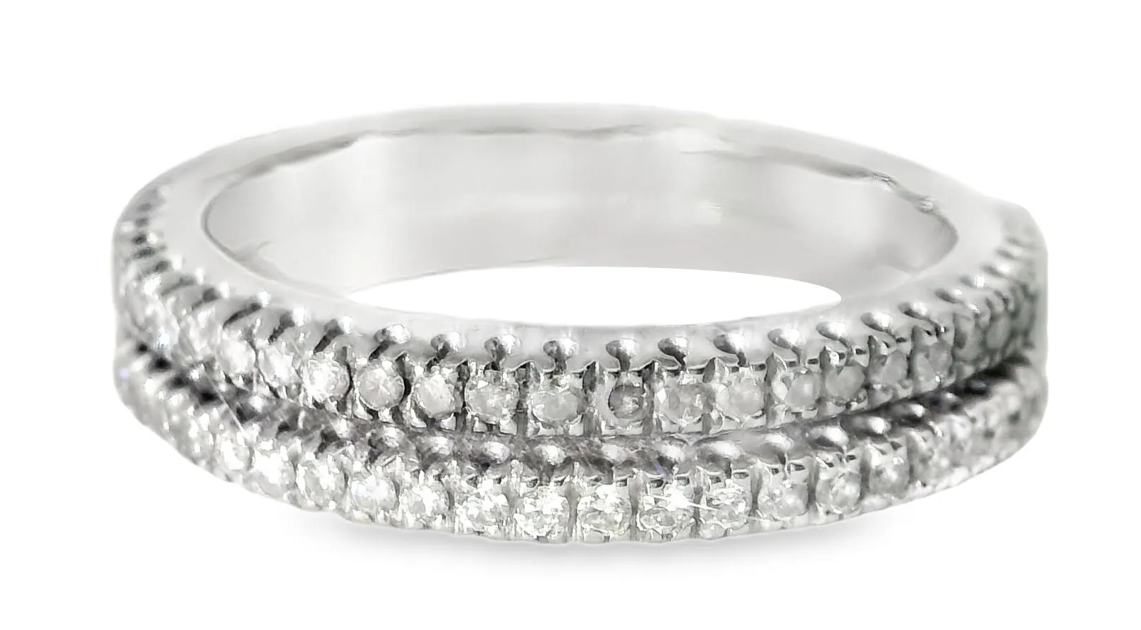 Stunning Estate 18K White Gold Black Diamond Eternity Wedding Band Ring