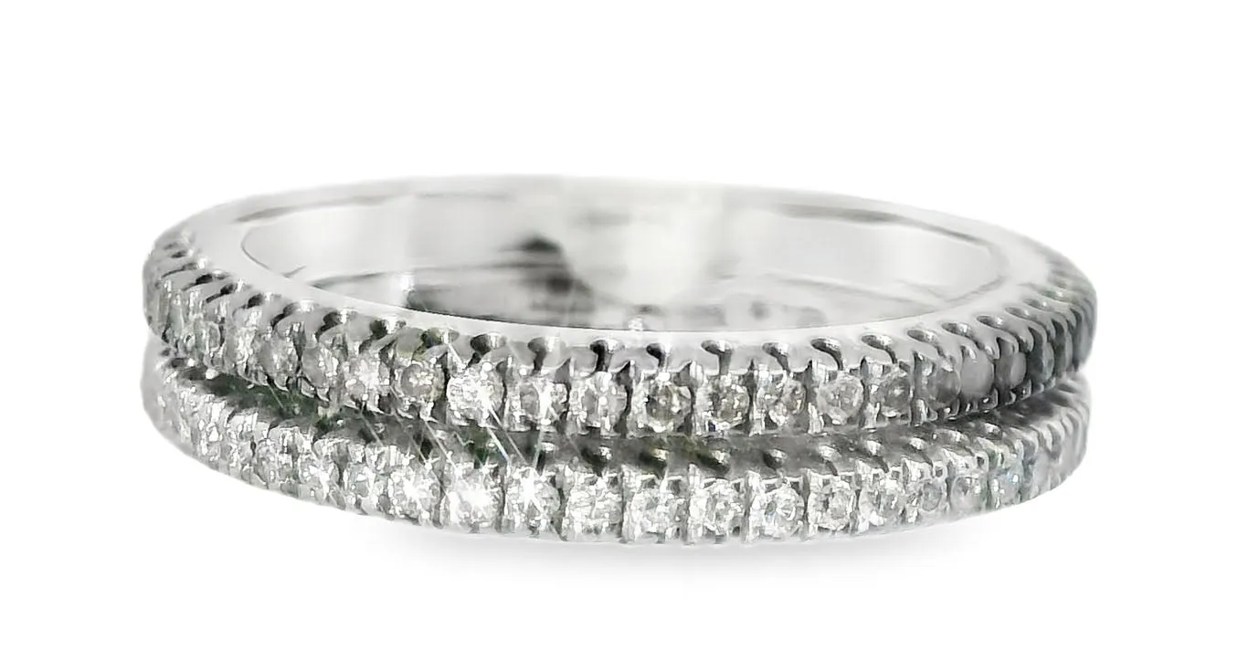 Stunning Estate 18K White Gold Black Diamond Eternity Wedding Band Ring
