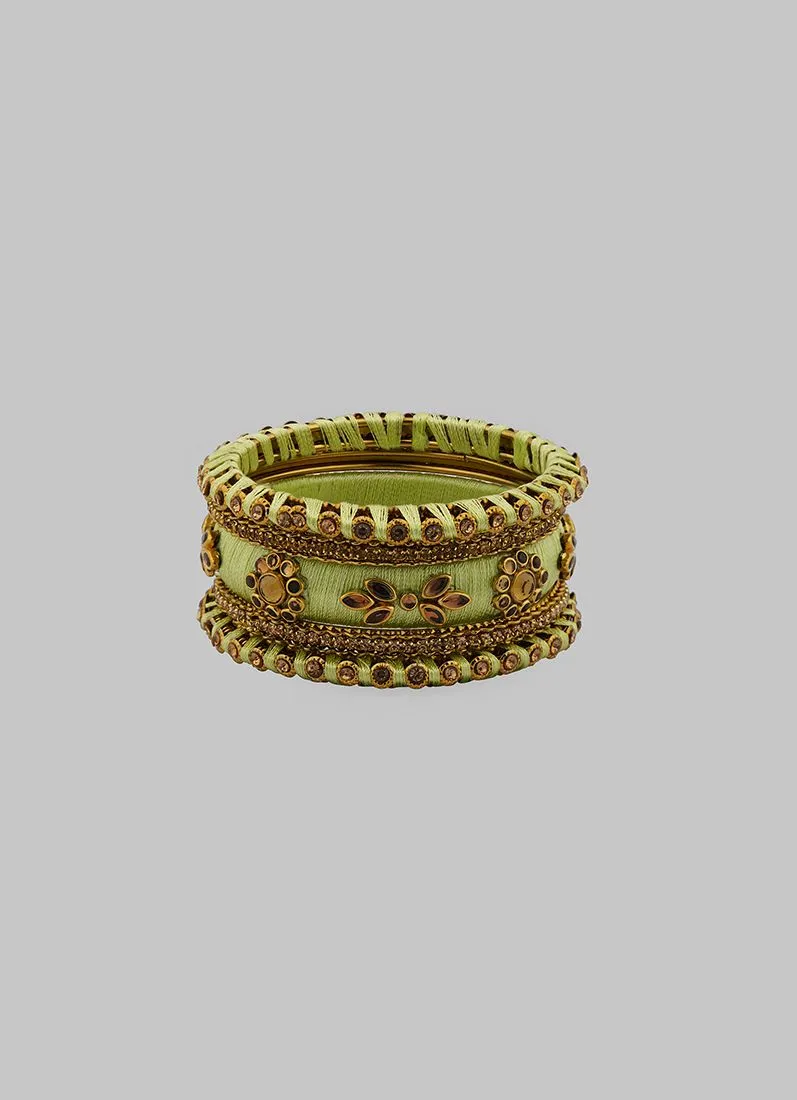 Stylish Pista Thread Bangle Set
