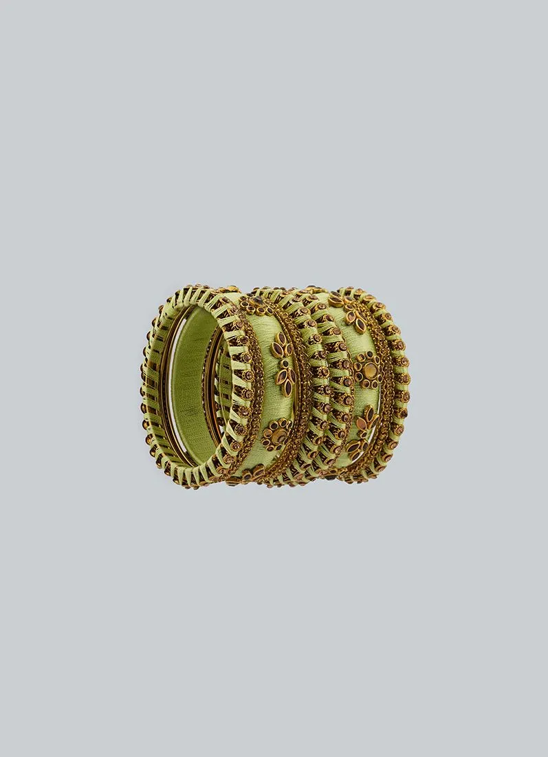Stylish Pista Thread Bangle Set