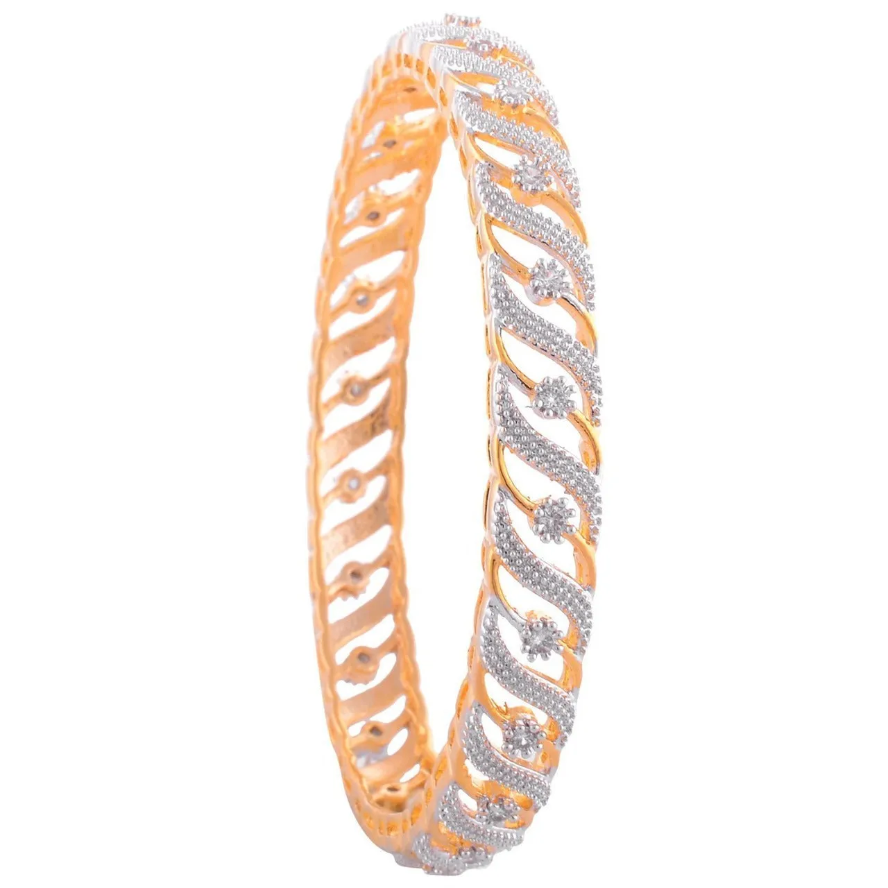 Stylish Zarkain Work Golden Plated Bangle Set For Women And Girls