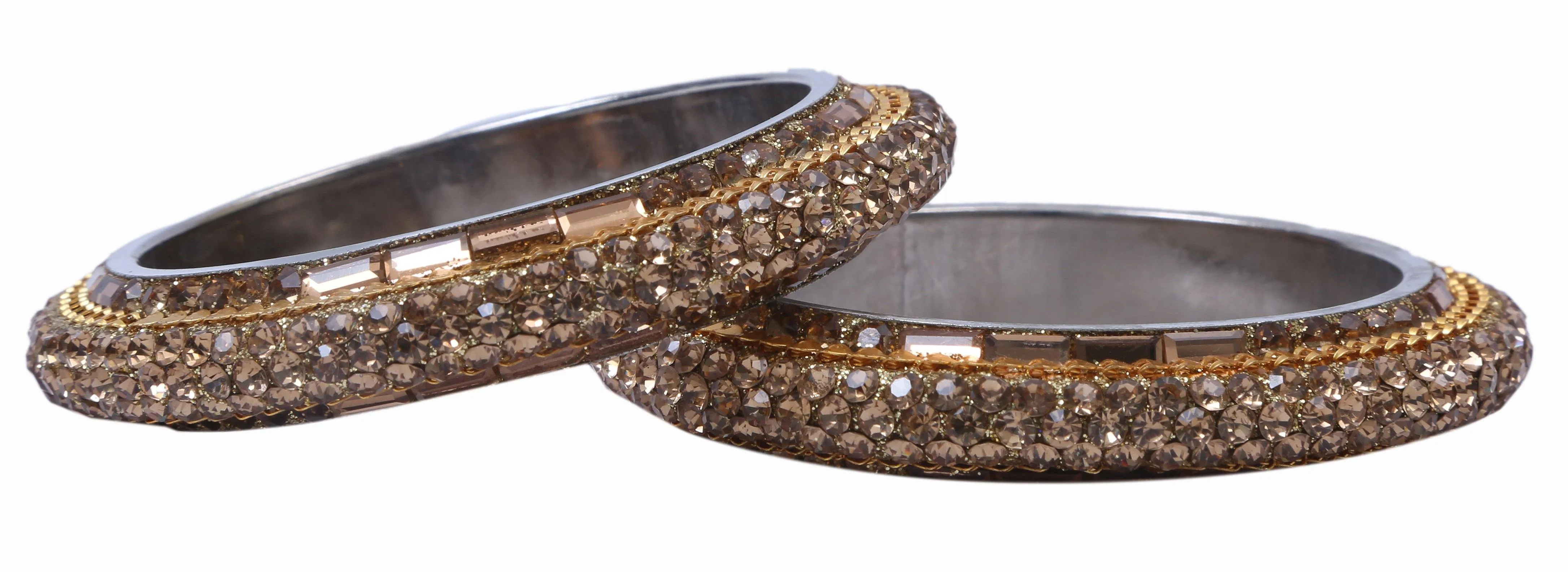 Sukriti Bollywood Fashion Stylish Party-Wear Gold Brass Bangles Bracelet for Women & Girls - Set of 2