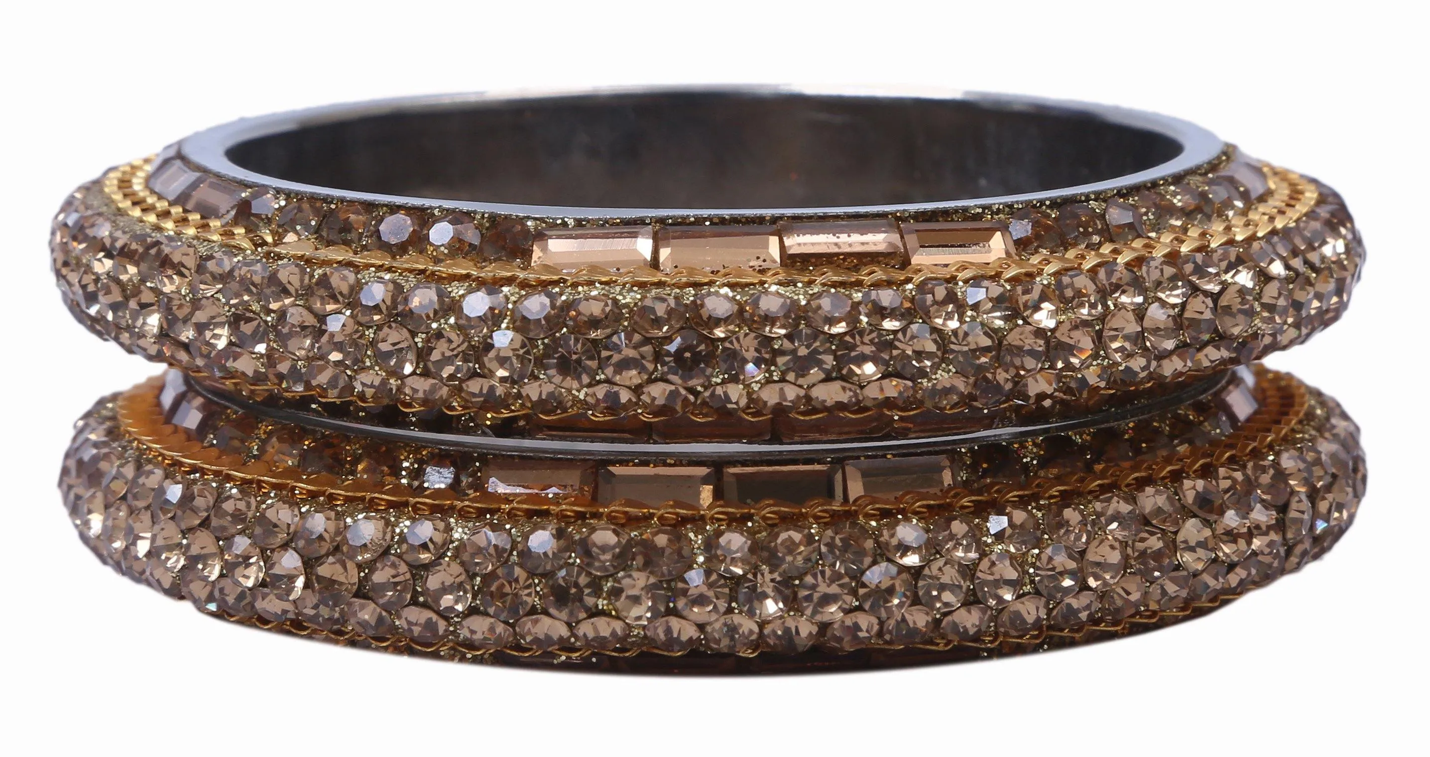 Sukriti Bollywood Fashion Stylish Party-Wear Gold Brass Bangles Bracelet for Women & Girls - Set of 2