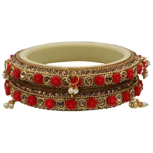 Sukriti Contemporary Pearl tassel / latkan Plastic Flower Kada Bangles for Women - Set of 2