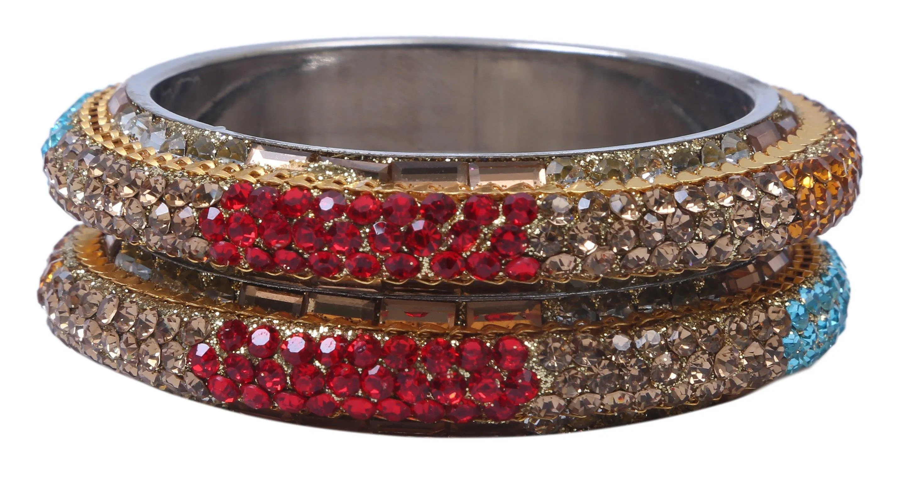 Sukriti Traditional Stylish Party-Wear multi color Brass Bangles Bracelet for Women & Girls - Set of 2