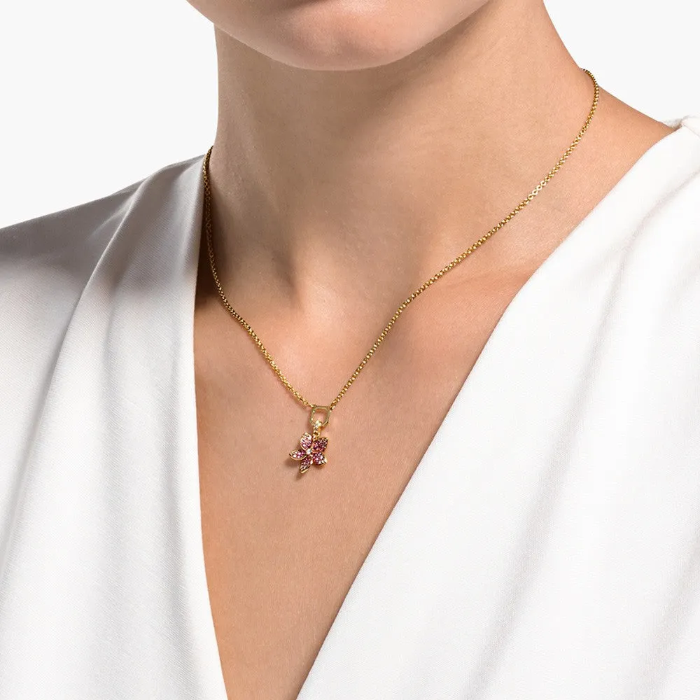 Swarovski TROPICAL FLOWER PENDANT, Pink, Gold Tone -5524356