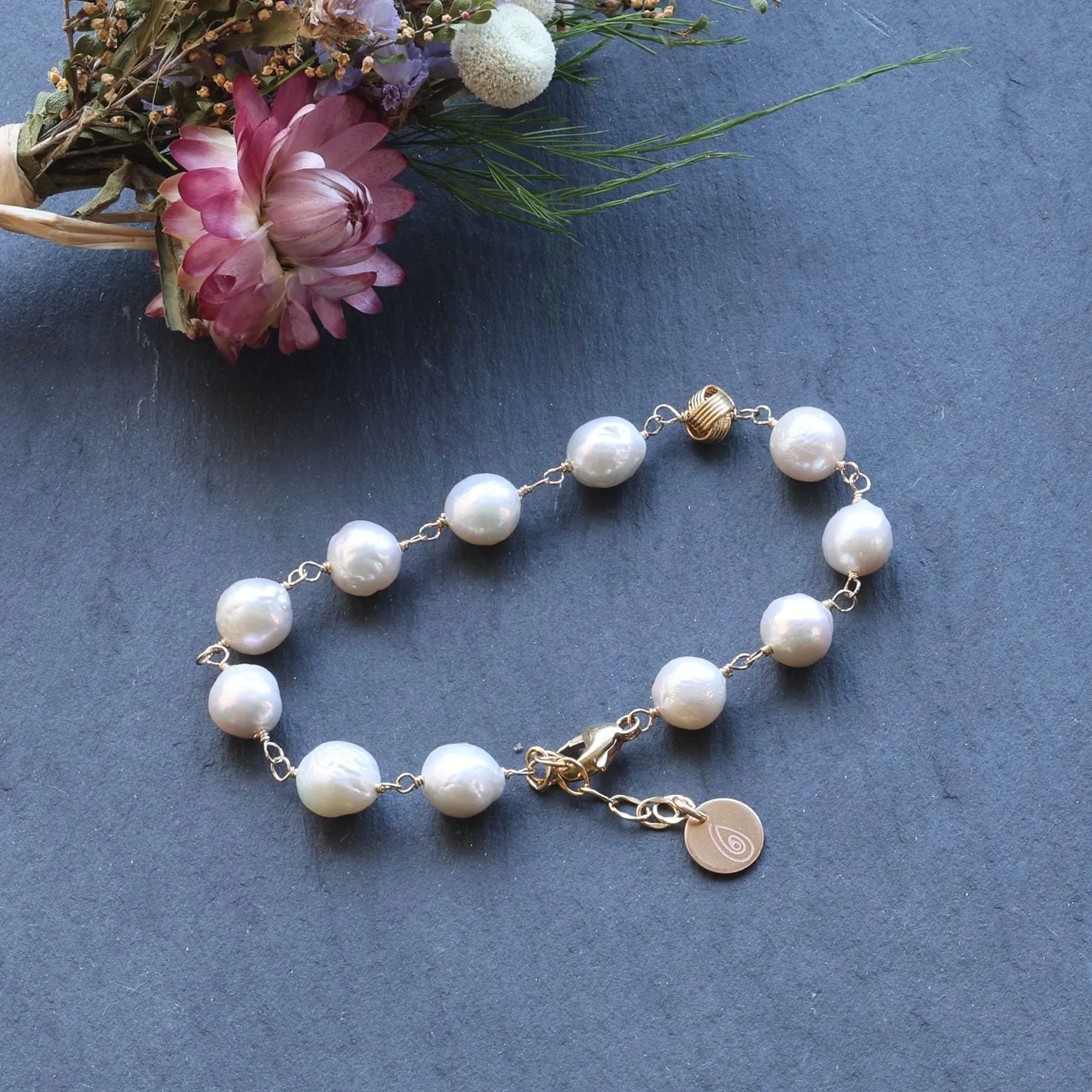 The Knot - Pearl Moonstone Labradorite Gold Bracelet