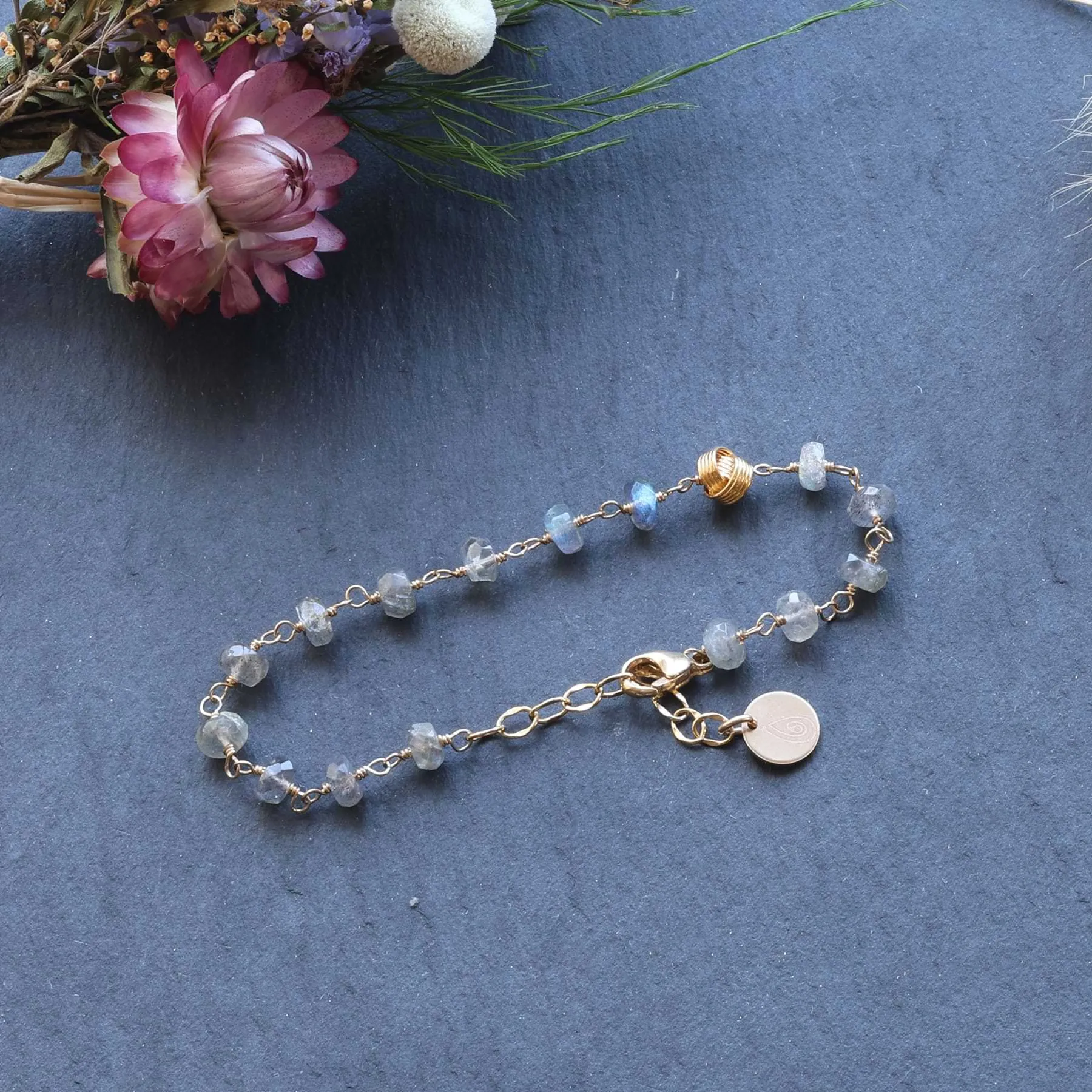 The Knot - Pearl Moonstone Labradorite Gold Bracelet