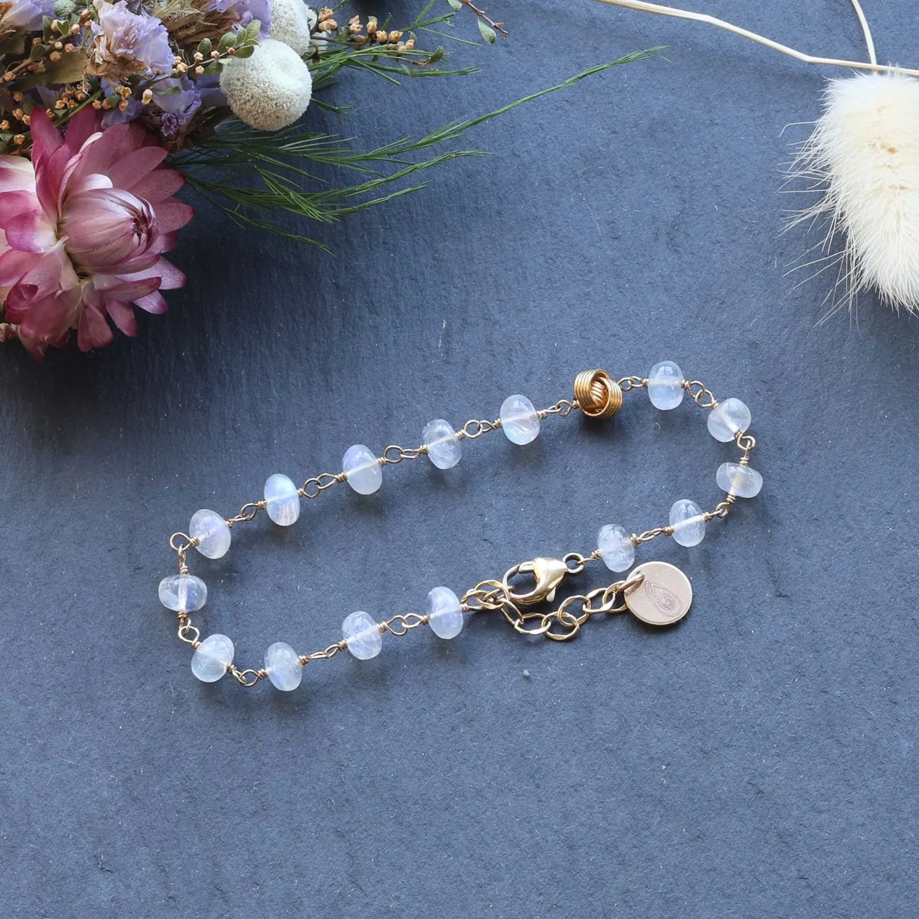 The Knot - Pearl Moonstone Labradorite Gold Bracelet