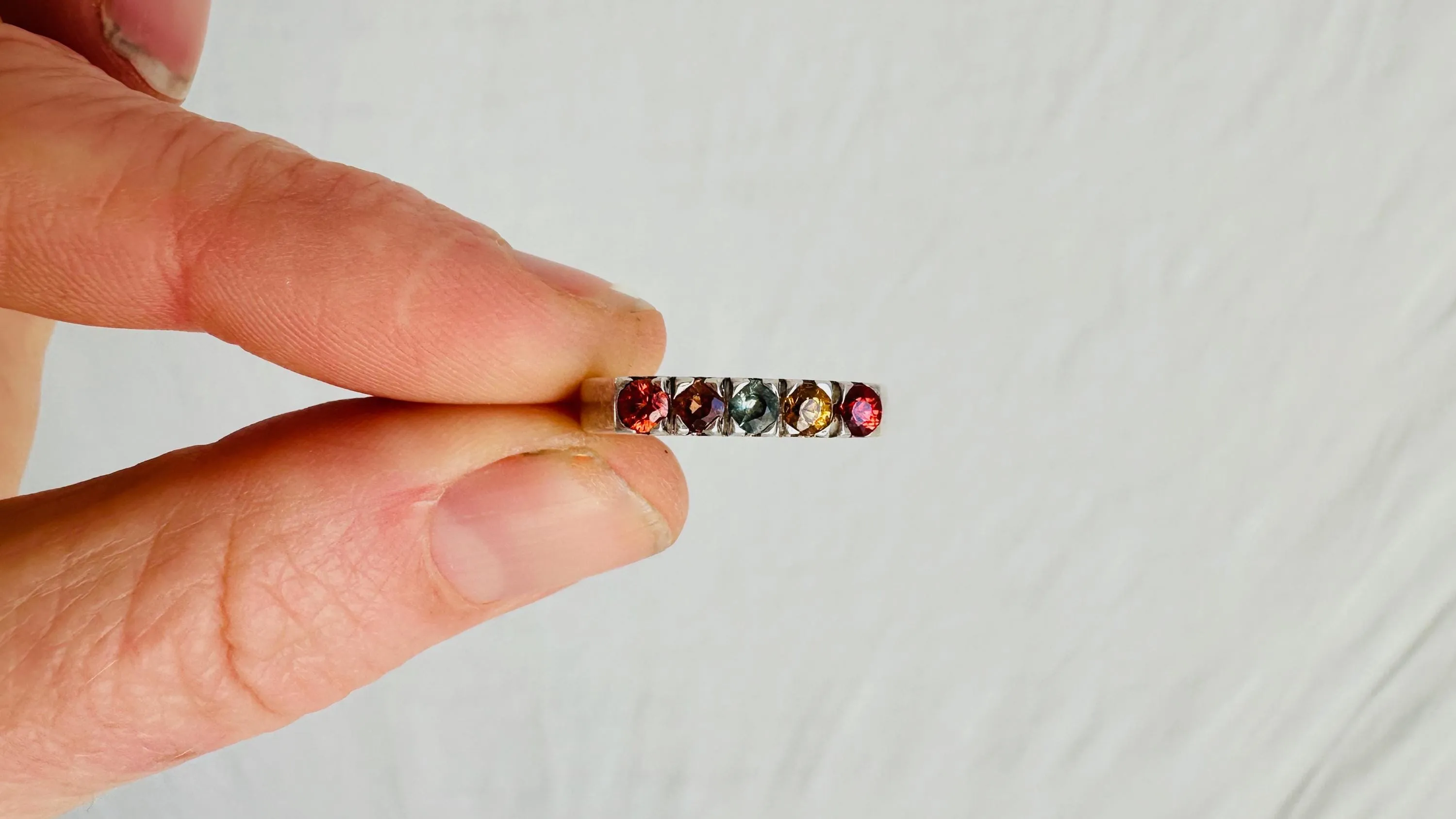 Topaz Ring. Small Colorful Multi-Stone Ring. Handmade in Mexico. Size 6. 2389