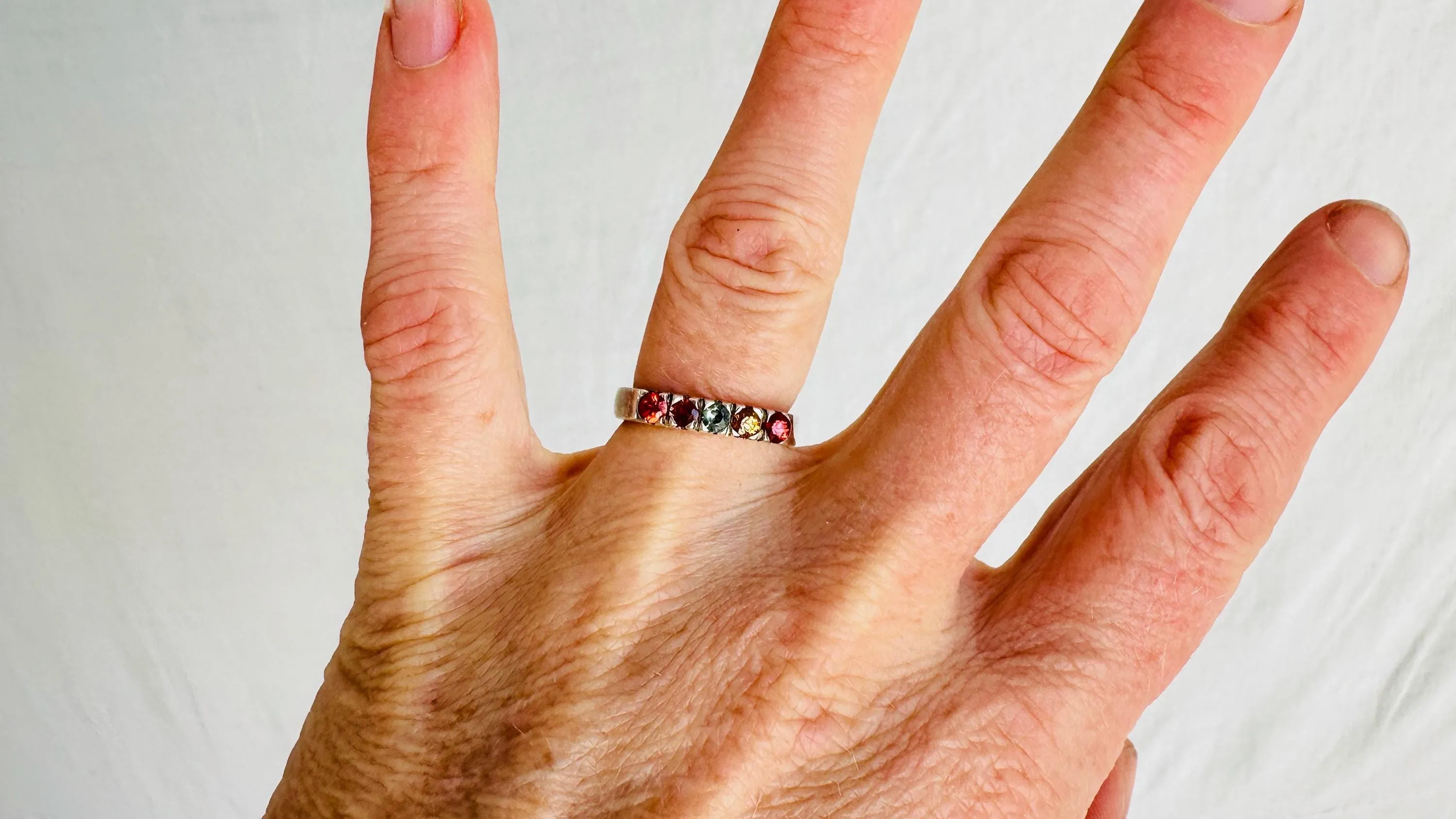 Topaz Ring. Small Colorful Multi-Stone Ring. Handmade in Mexico. Size 6. 2389