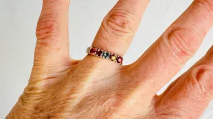 Topaz Ring. Small Colorful Multi-Stone Ring. Handmade in Mexico. Size 6. 2389
