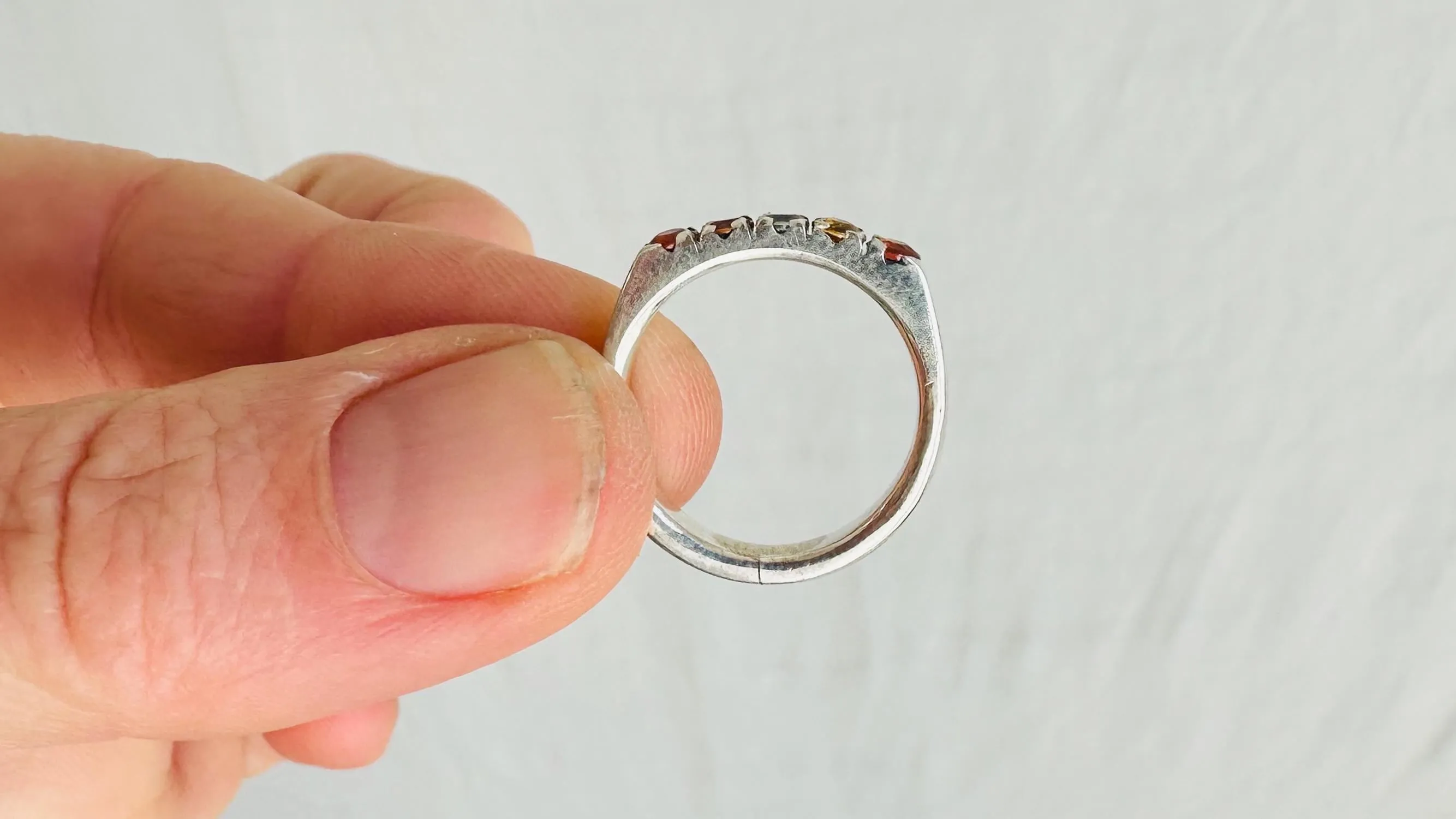 Topaz Ring. Small Colorful Multi-Stone Ring. Handmade in Mexico. Size 6. 2389