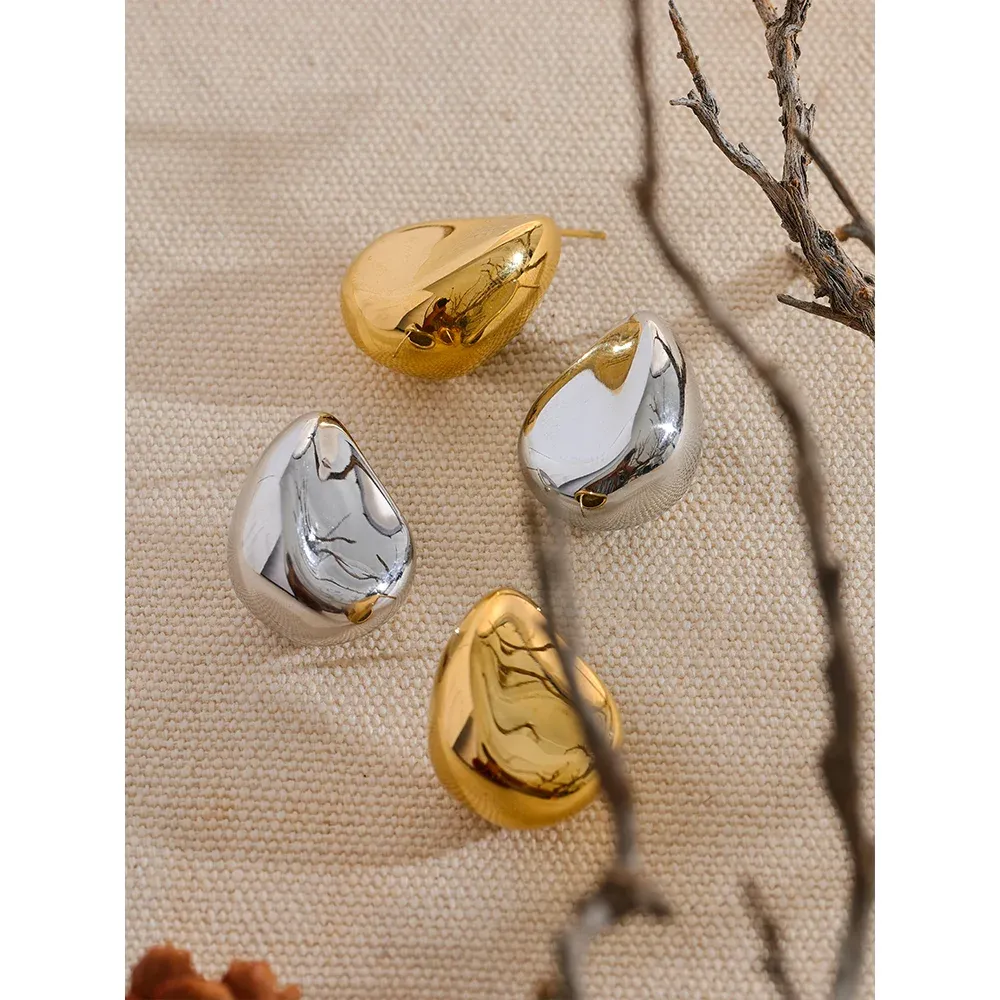 VAIGE Modern Geometric Hollow Stud Earrings in 18K Gold Plated 316L Stainless Steel - Waterproof Fashion Jewelry
