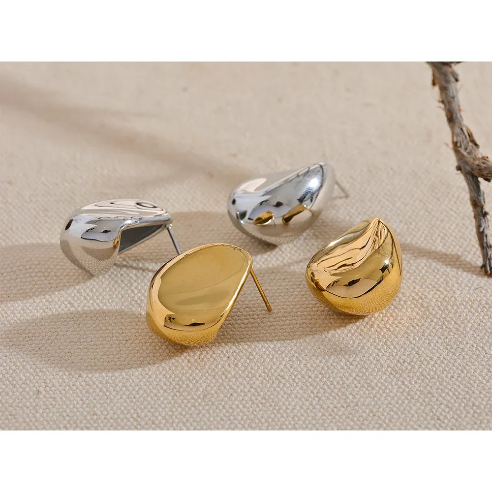 VAIGE Modern Geometric Hollow Stud Earrings in 18K Gold Plated 316L Stainless Steel - Waterproof Fashion Jewelry