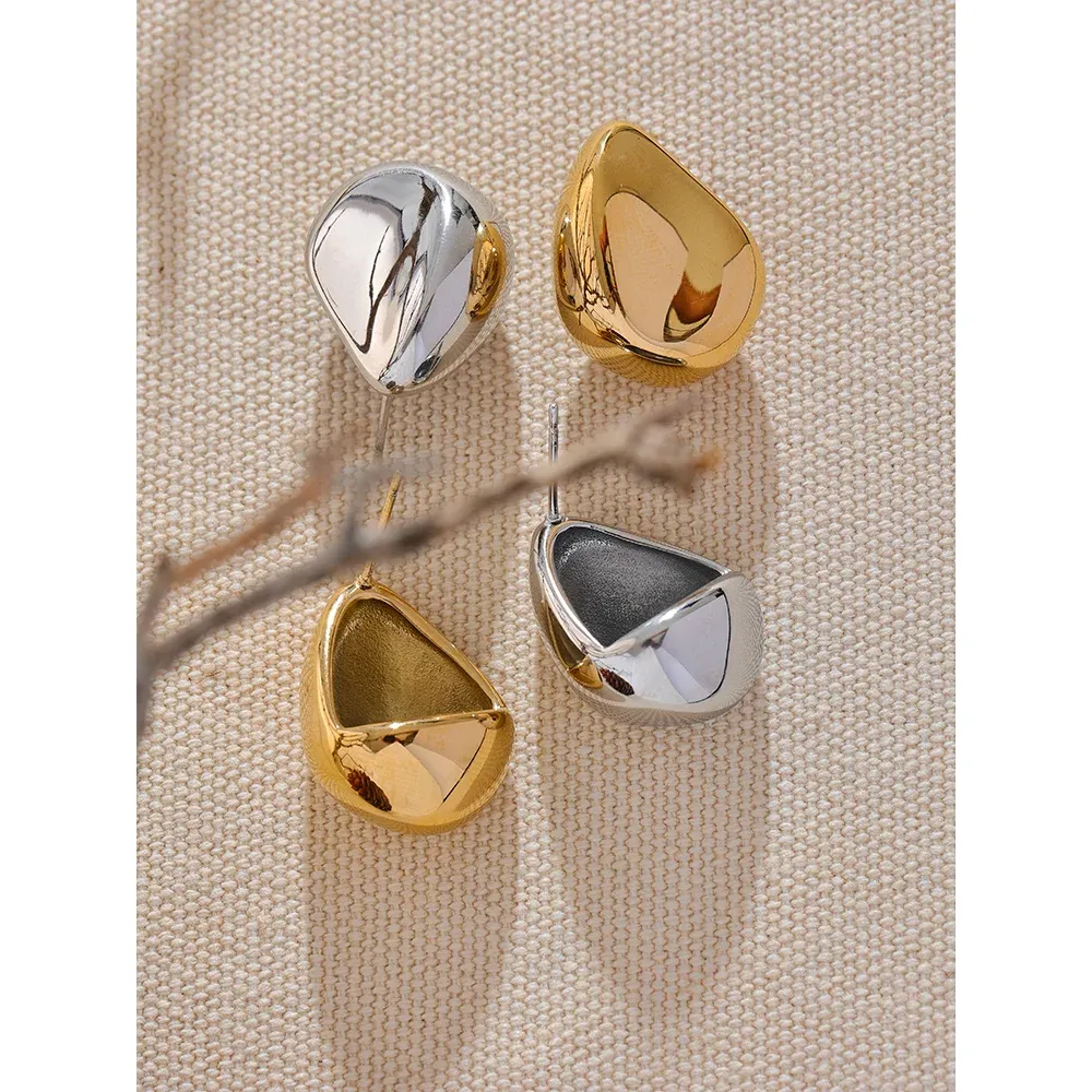 VAIGE Modern Geometric Hollow Stud Earrings in 18K Gold Plated 316L Stainless Steel - Waterproof Fashion Jewelry