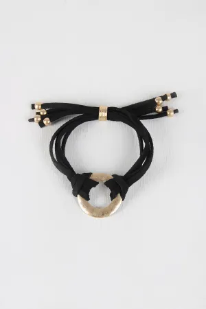 Vegan Leather Pull String Circle Bracelet