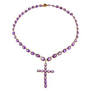 Victorian Amethyst Necklace with Cross