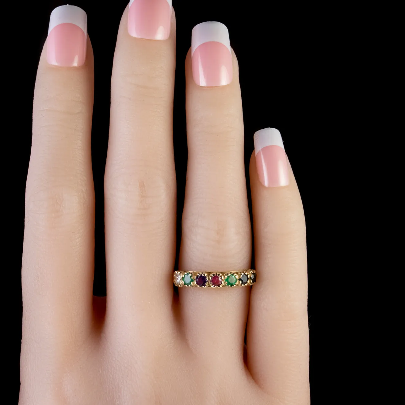 Victorian Style Dearest Gemstone Ring 9ct Gold