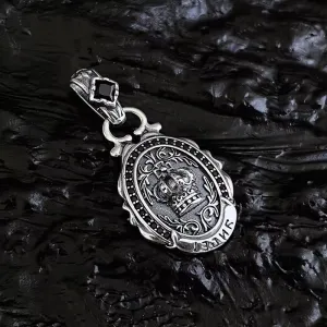 Vintage Crown Oval - Gothic Silver Necklace by The Nevermore