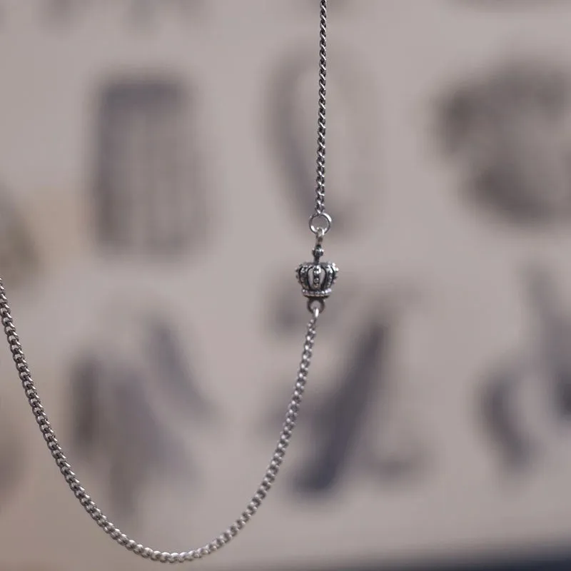 Vintage Crown Oval - Gothic Silver Necklace by The Nevermore