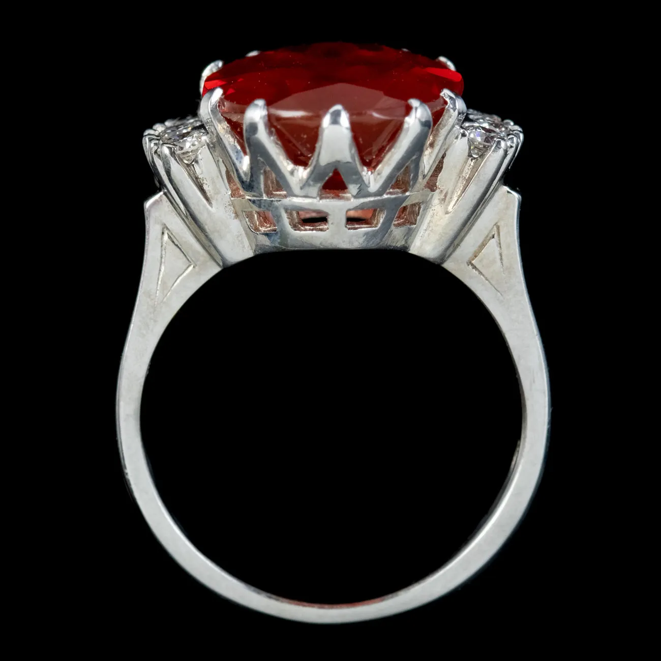 Vintage Fire Opal Diamond Ring 4.52ct Natural Opal With Cert