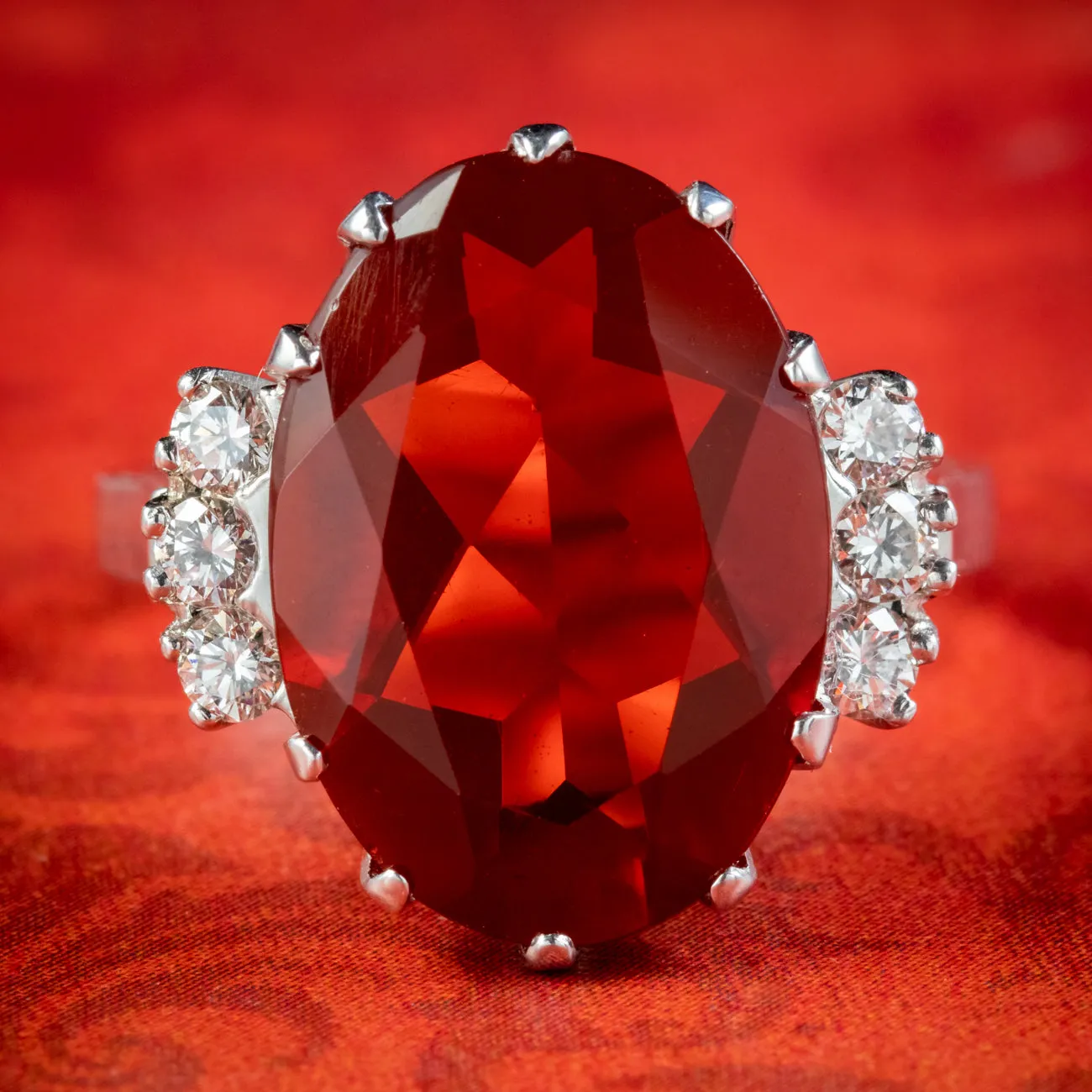 Vintage Fire Opal Diamond Ring 4.52ct Natural Opal With Cert