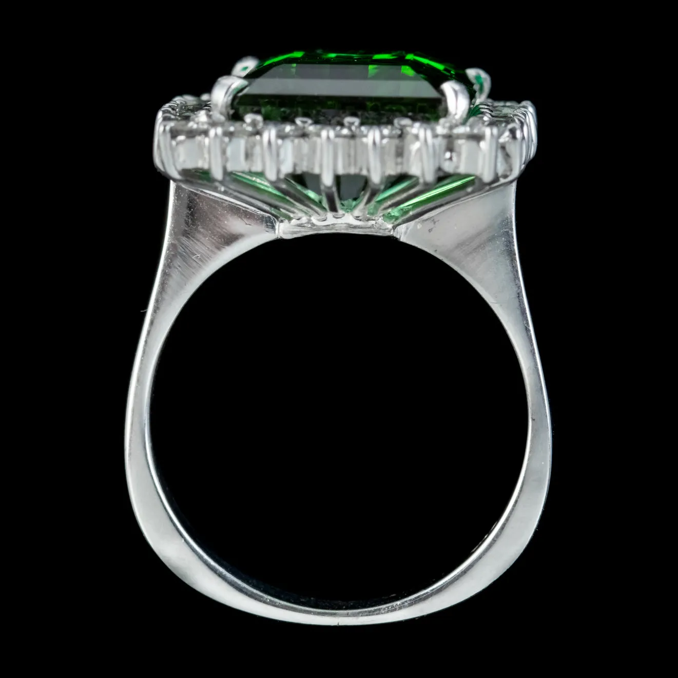 Vintage Green Tourmaline Diamond Ring 18ct Gold 12ct Tourmaline 2.40ct Of Diamond