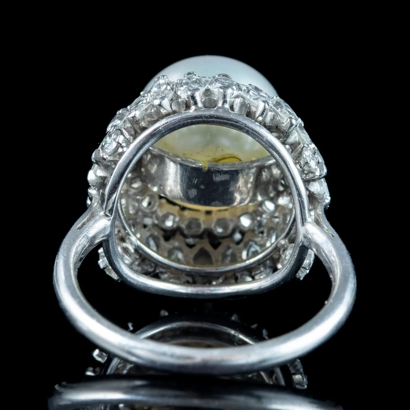 Vintage Pearl Diamond Boule Cocktail Ring 3ct Diamond