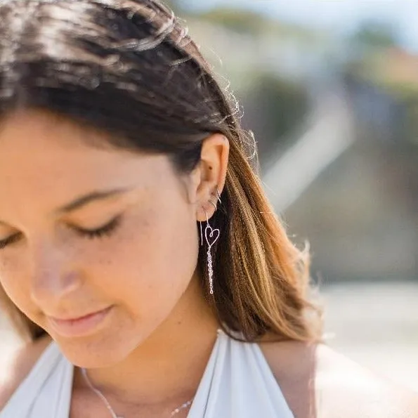 W- tiny heart earrings THE-*