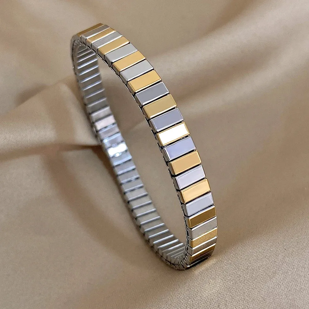 Waterproof Stainless Steel Bangles Bracel Love Heart Flower Square Pattern Jewelry