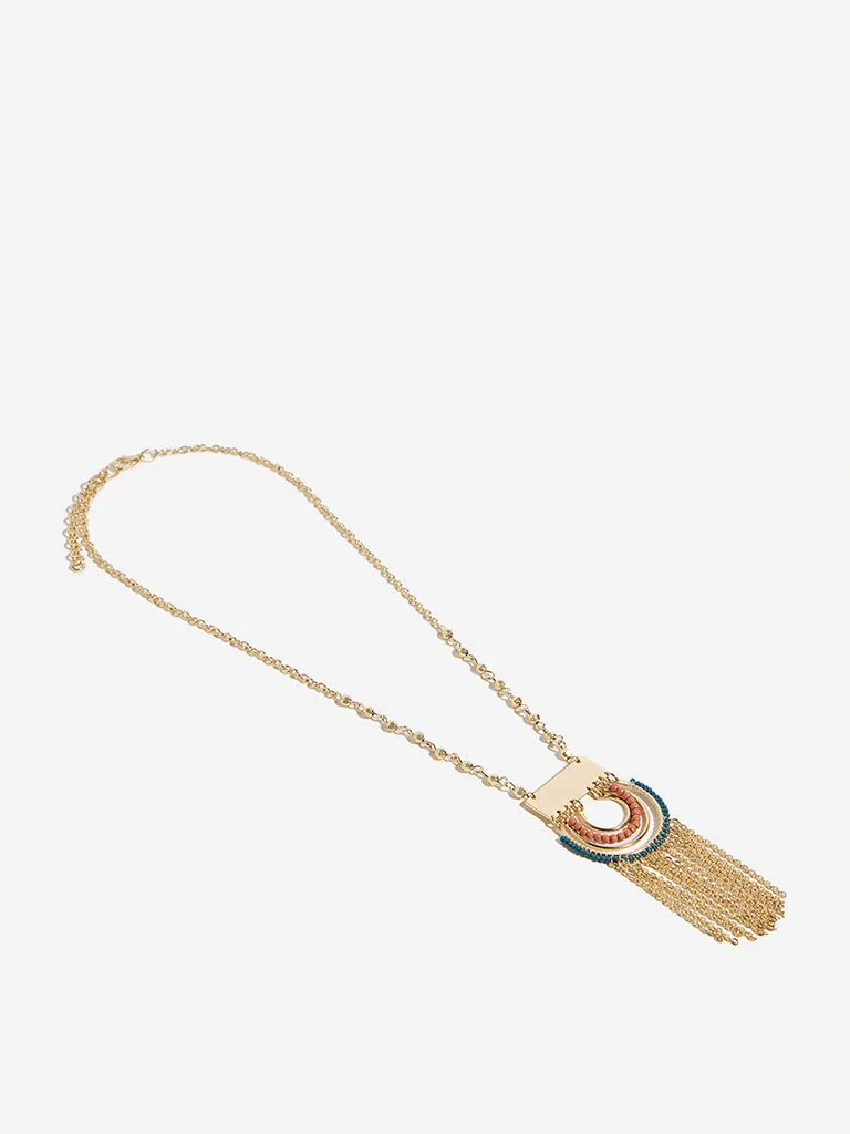 Westside Accessories Gold Gemstones Long Chain Necklace