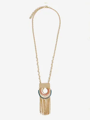 Westside Accessories Gold Gemstones Long Chain Necklace