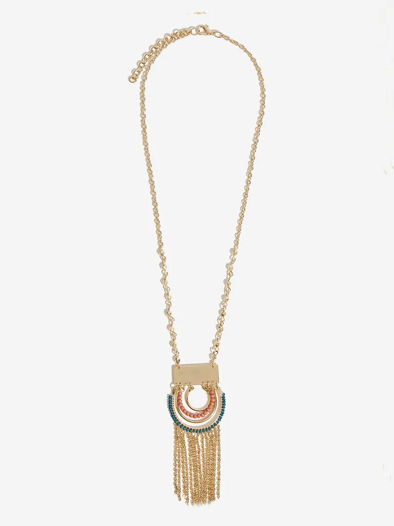Westside Accessories Gold Gemstones Long Chain Necklace