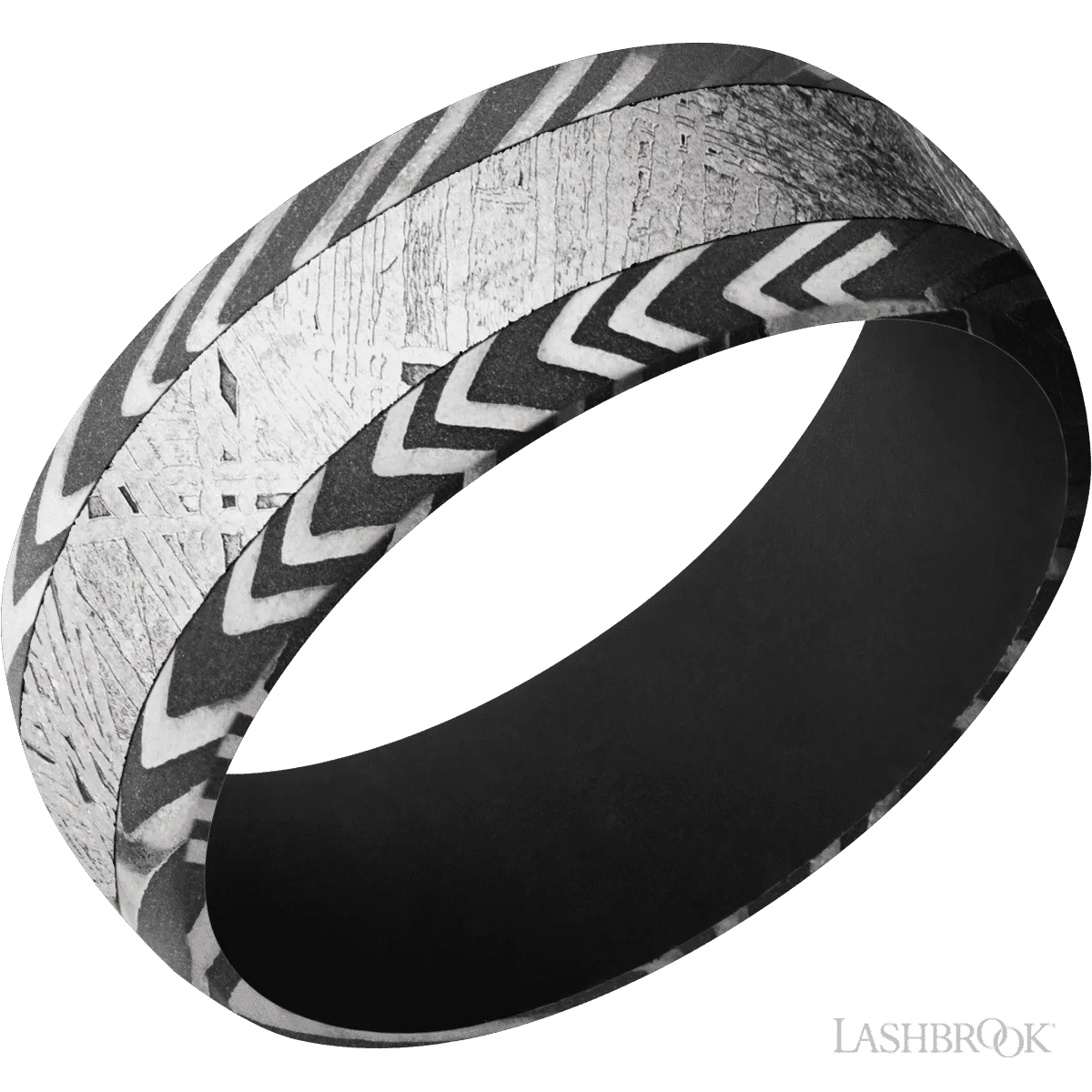Zebra with Acid Finish and Meteorite Inlay and Black - 8MM